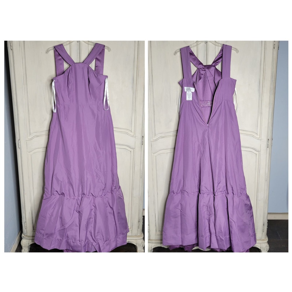 David's Bridal Satin Beaded Halter Wisteria Bridesmaid Formal Ball Gown Dress✨️4 - Picture 9 of 16